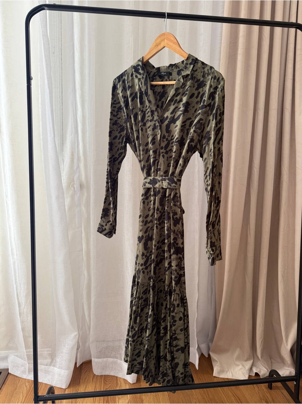 Rails Olive Leopard Print Wrap Midi Dress